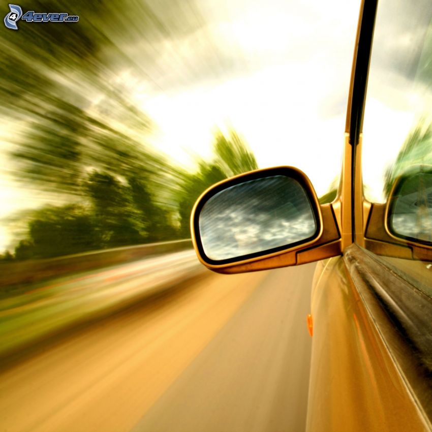 rear view mirror, car, speed