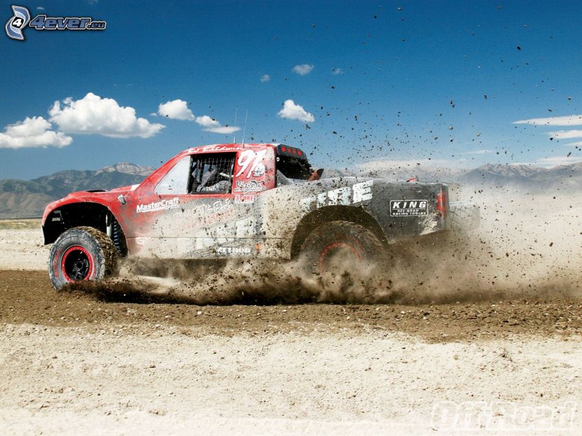 terrain vehicle, dust, clay