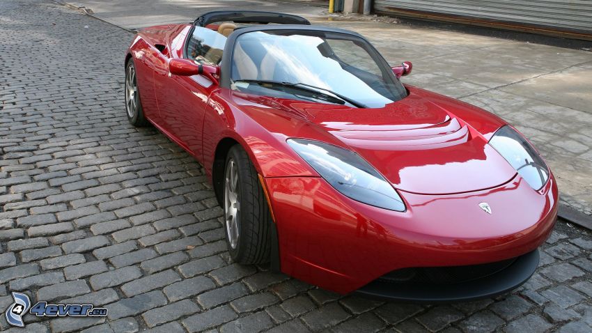 Tesla Roadster, convertible, pavement