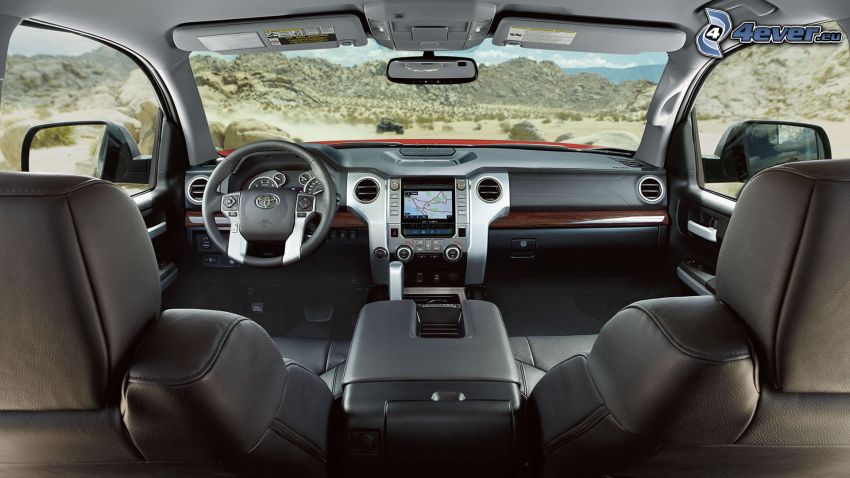 Toyota Tundra, interior, dashboard, steering wheel, mountain
