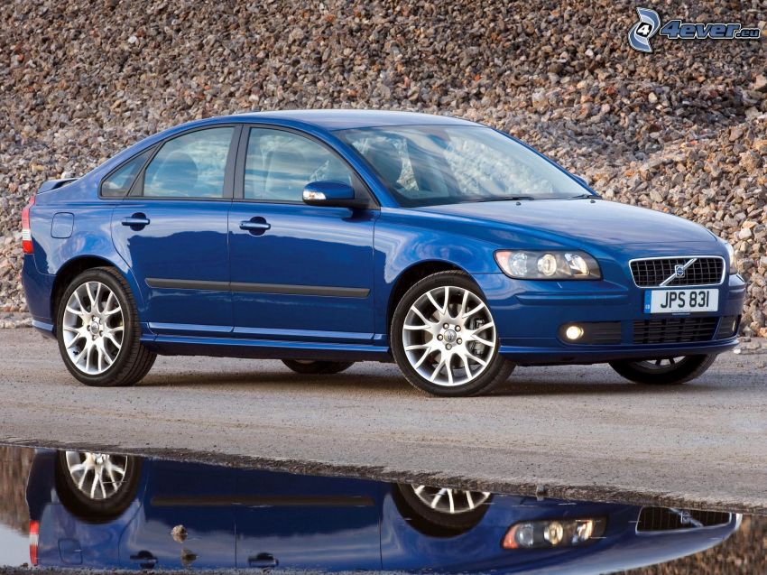Volvo S40, water, reflection