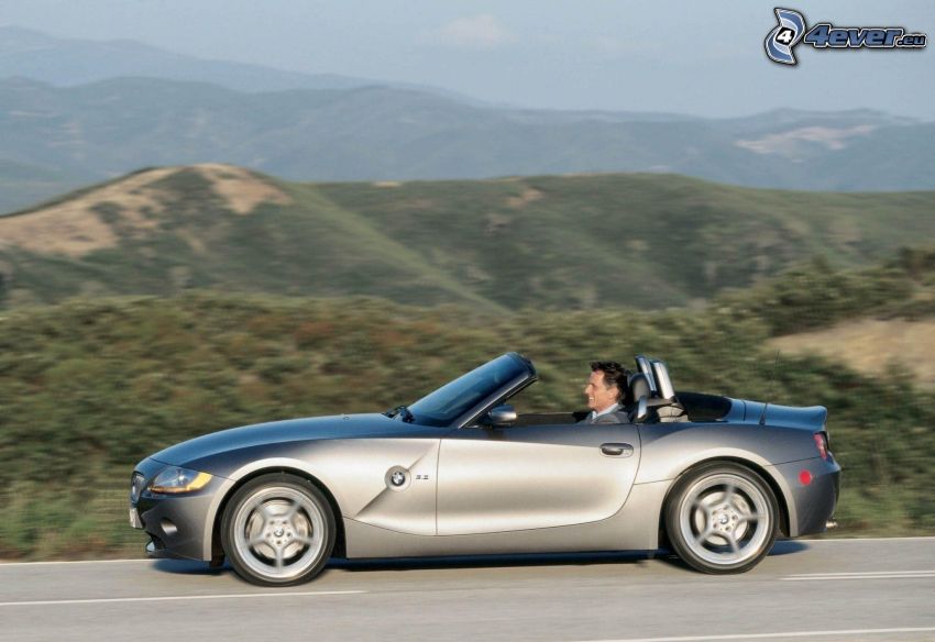 BMW Z4, convertible, speed, hills