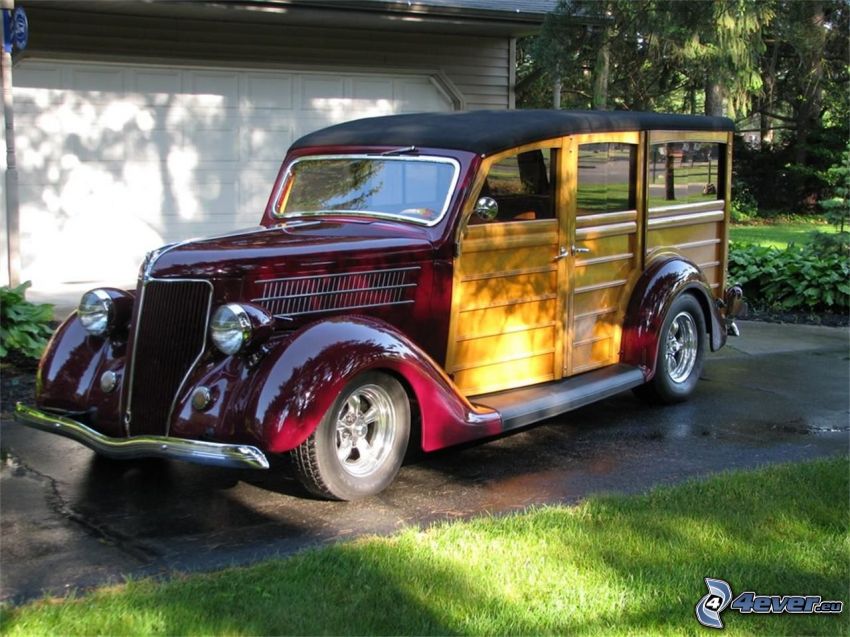 Ford Woody, oldtimer, garage