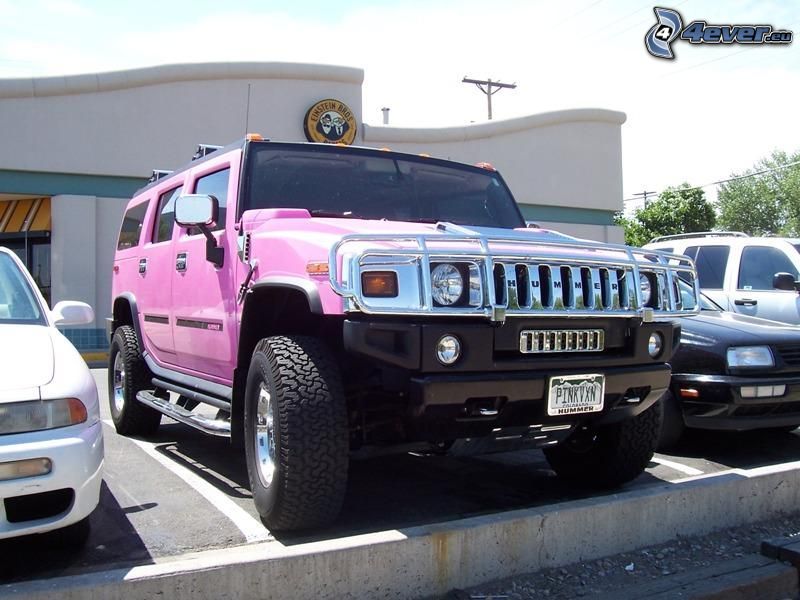 Hummer H2, pink, car park