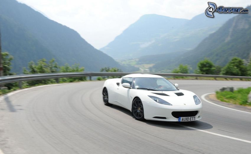 Lotus Evora GTE, speed, road curve, hills