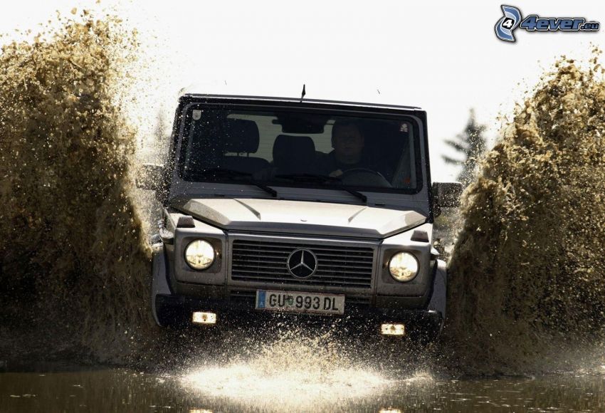 Mercedes-Benz G, water, splash