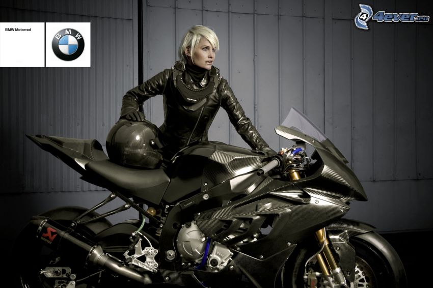 BMW bike, girl motobiker