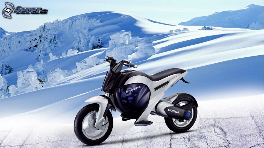 Honda, snowy landscape
