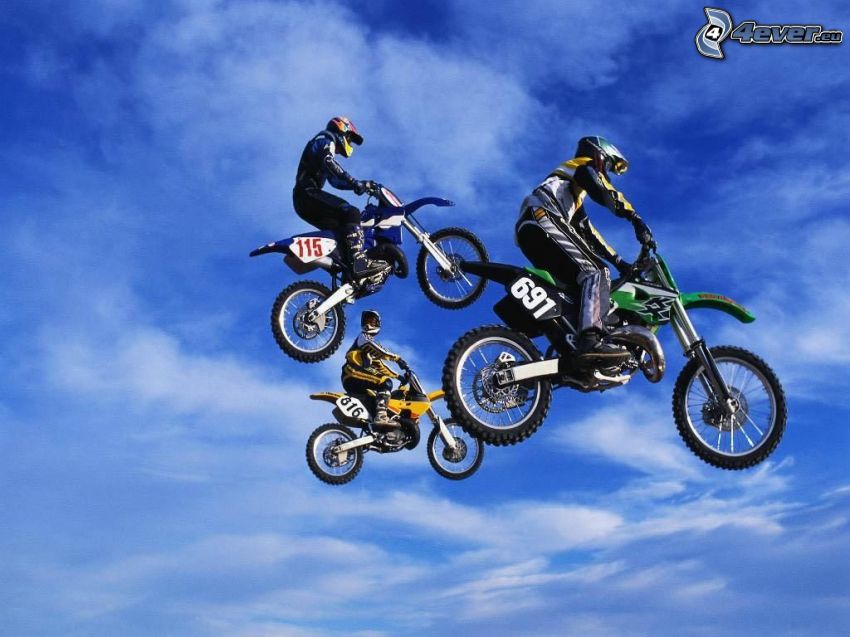 jump on motorcycle, sky