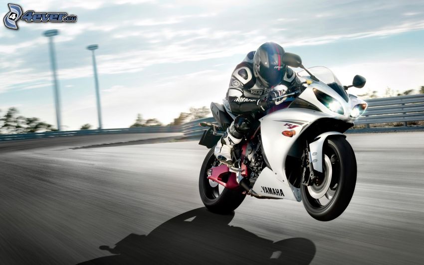 Yamaha YZF R1, moto-biker, road, speed