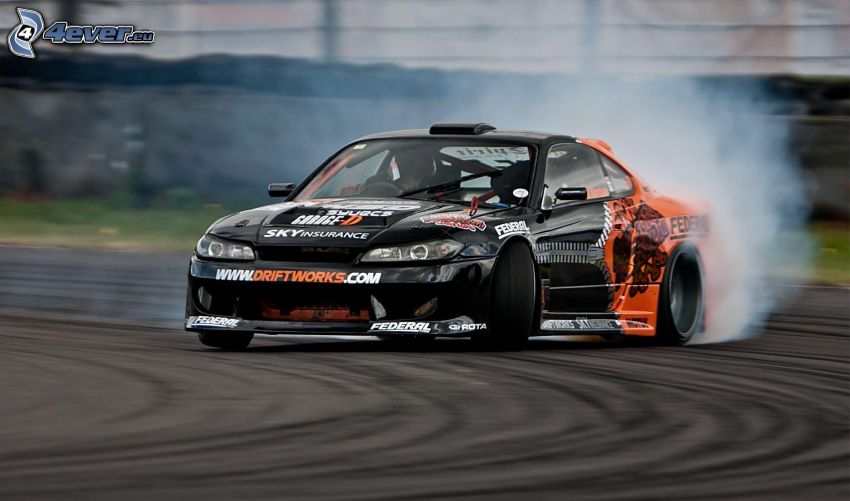 Nissan Silvia, drifting, smoke