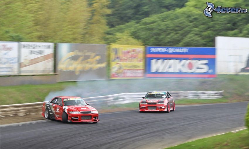 racing car, drifting, racing circuit