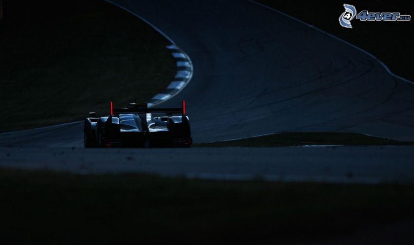 racing car, night, racing circuit