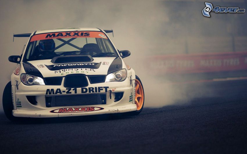 Subaru Impreza, drifting, smoke