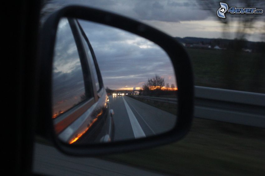rear view mirror, reflection, speed