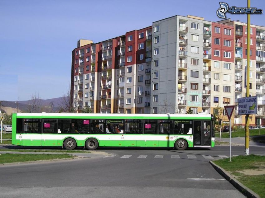 Solaris, bus, block of flats