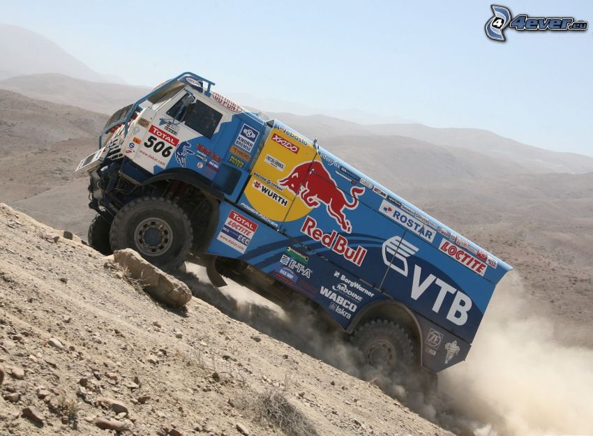 Tatra, truck, hill, dust, Dakar