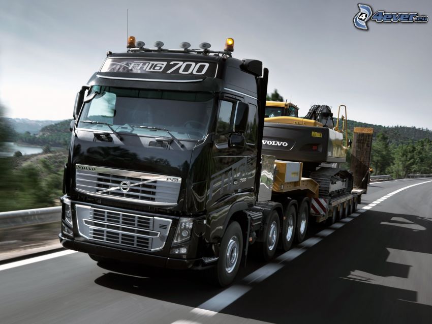 Volvo, truck, road, excavator