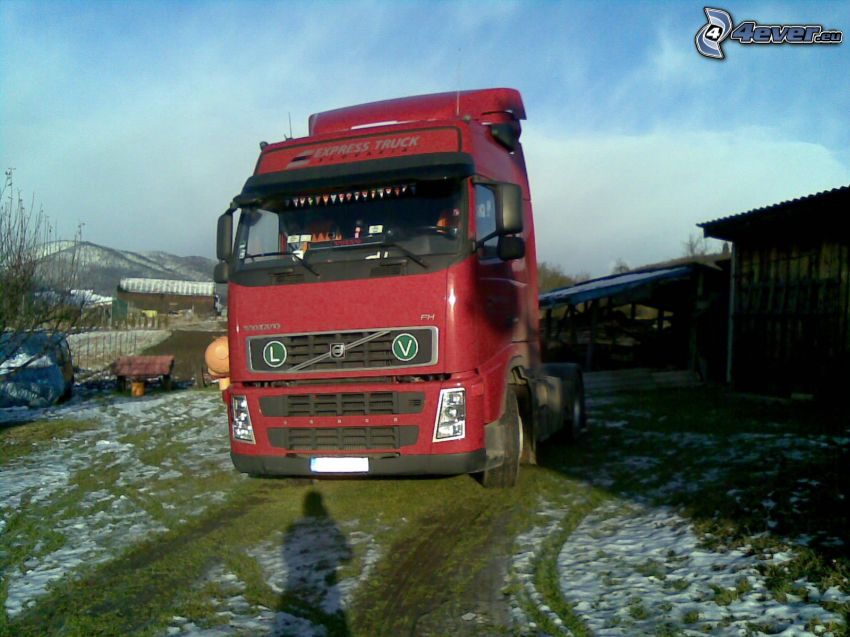 Volvo, truck, sky