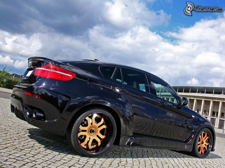 BMW X6, tuning, pavement, clouds
