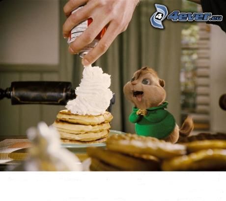 Alvin and the Chipmunks, pancakes, cream