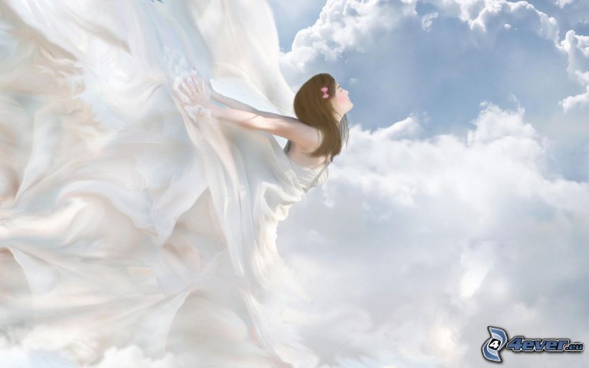 angel, clouds