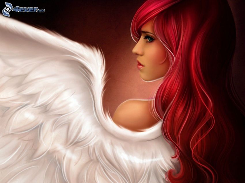 angel, redhead, wing