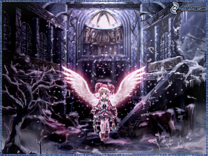 angel, anime girl, wings