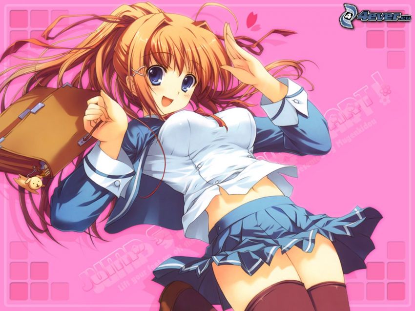 anime girl, blonde schoolgirl
