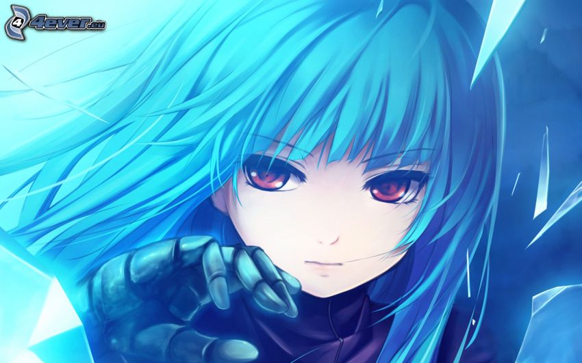 anime girl, blue hair