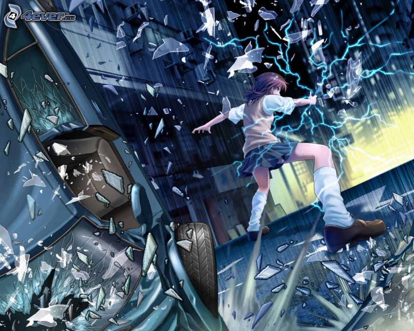 anime girl, broken glass