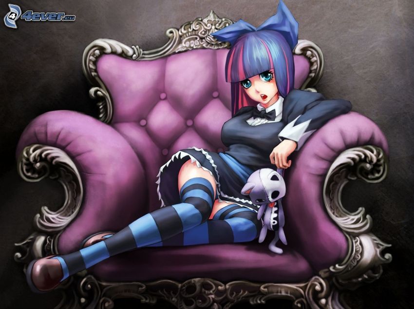 anime girl, chair