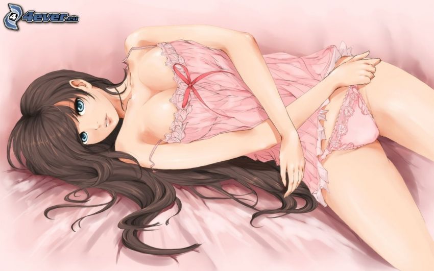 anime girl, nightie, long hair