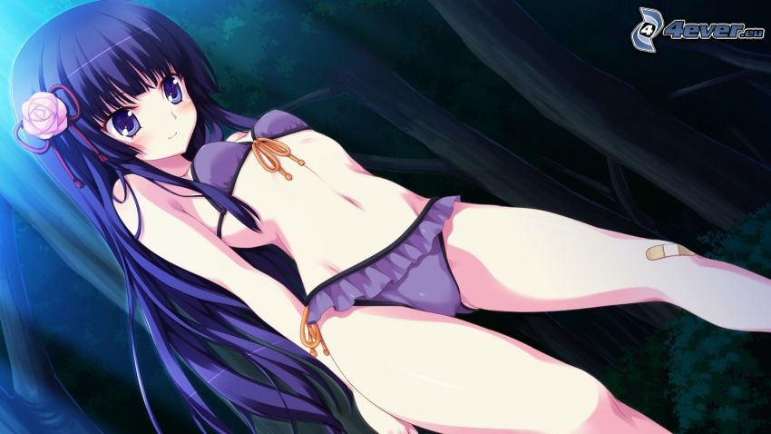anime girl, purple underwear