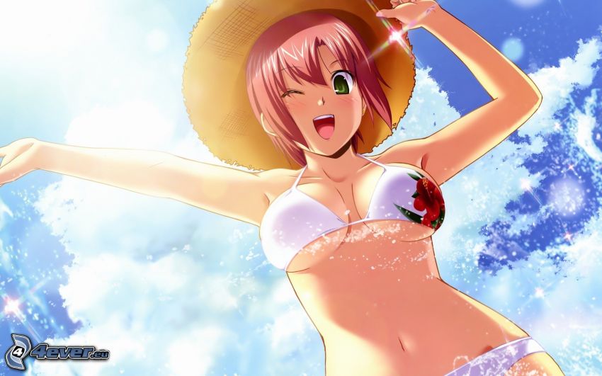 anime girl, woman in bikini