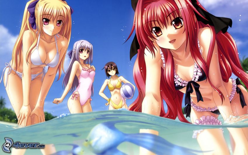 anime girls, girl in bikini