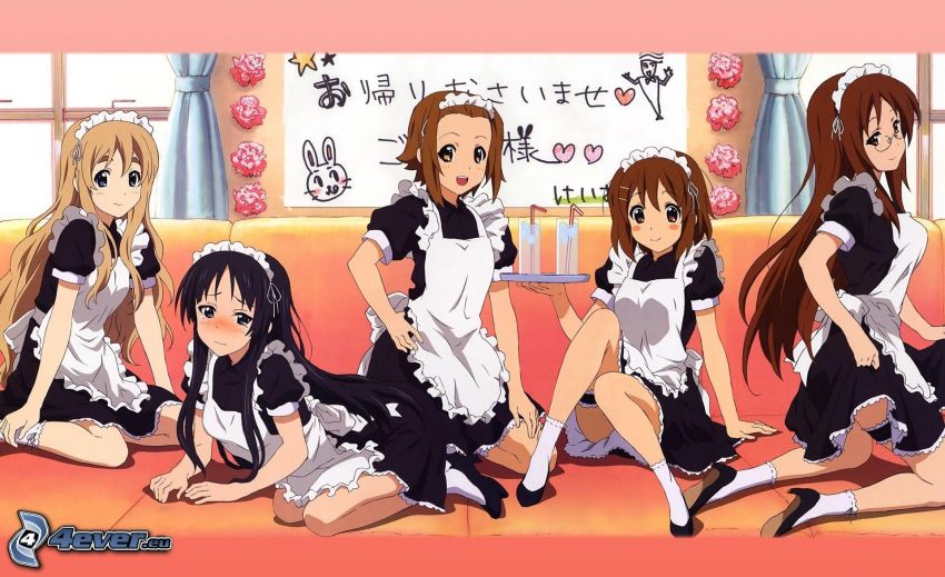 anime girls, waitresses