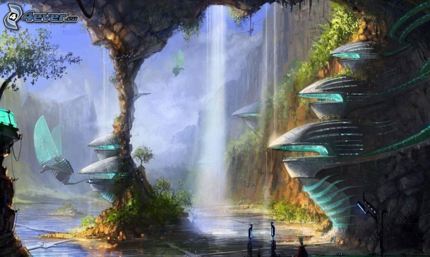 fantasy, waterfall