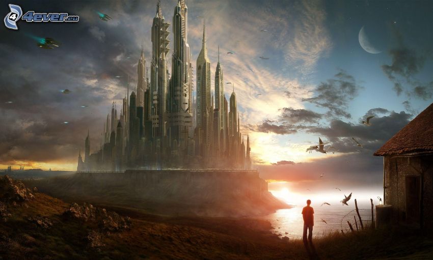 fantasy land, sci-fi city