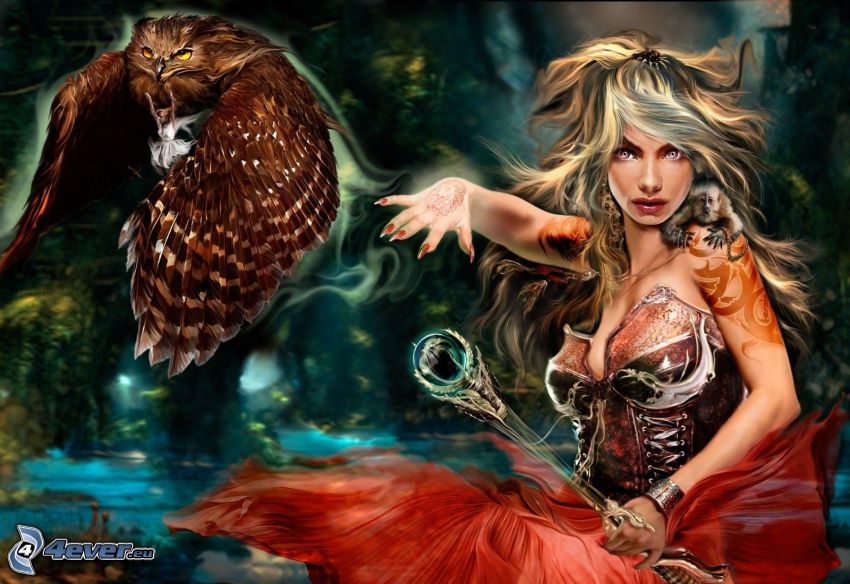 fantasy woman, eagle