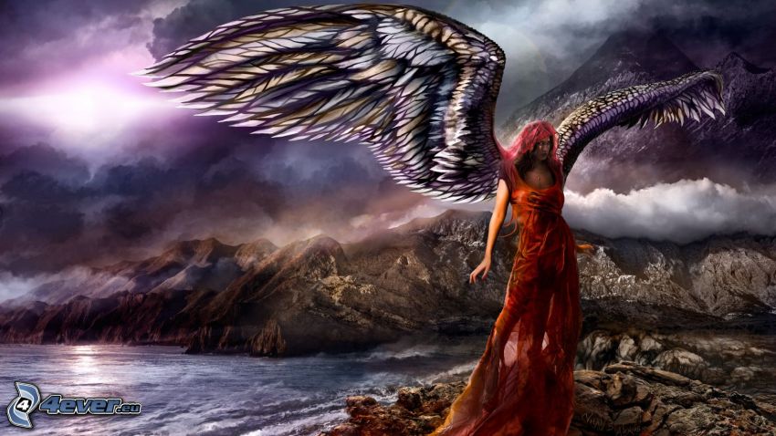 fantasy woman, wings