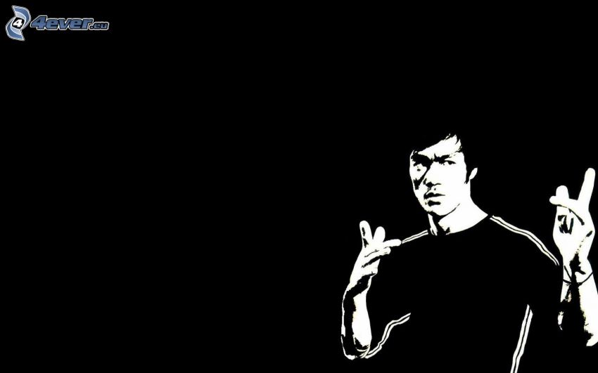Bruce Lee, black and white