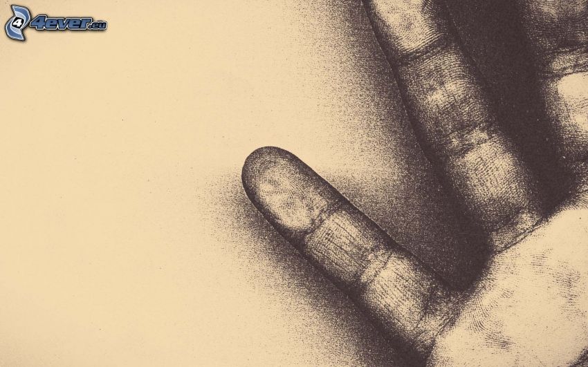 cartoon hand, fingers, fingerprint