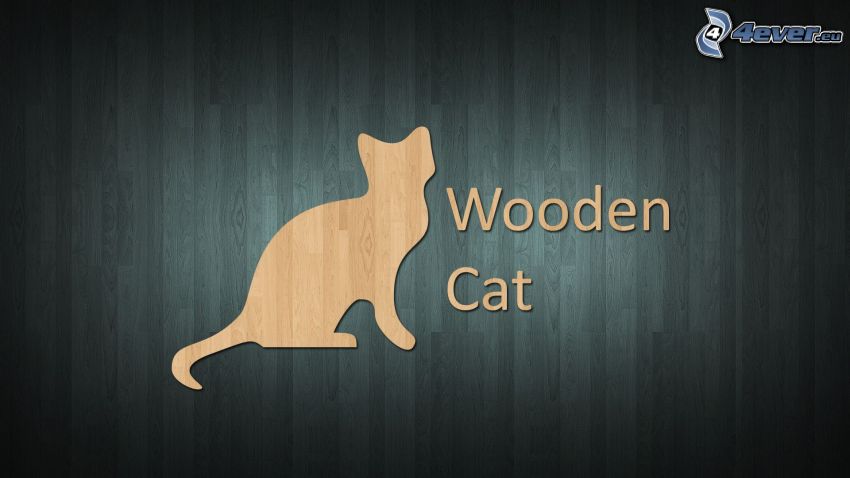 cat silhouette, wood