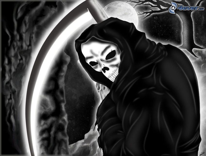 Grim Reaper, scythe, moon, night
