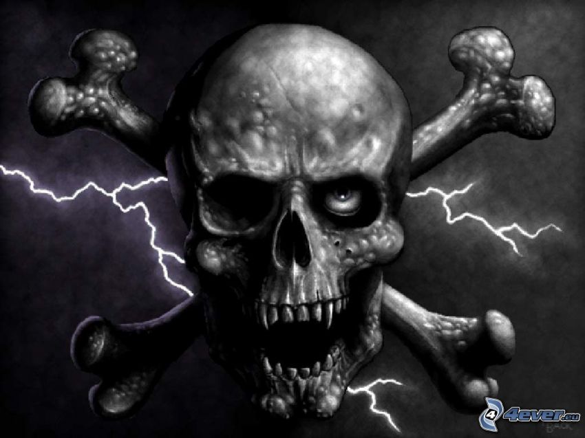 skull, pirates, lightning