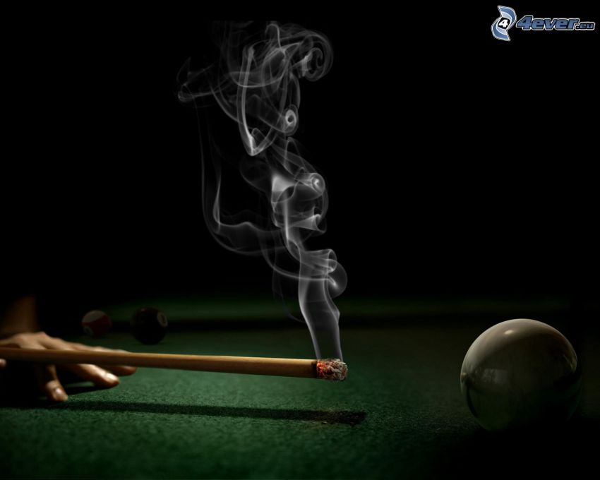 billiard, cue stick, smoke, billiard ball