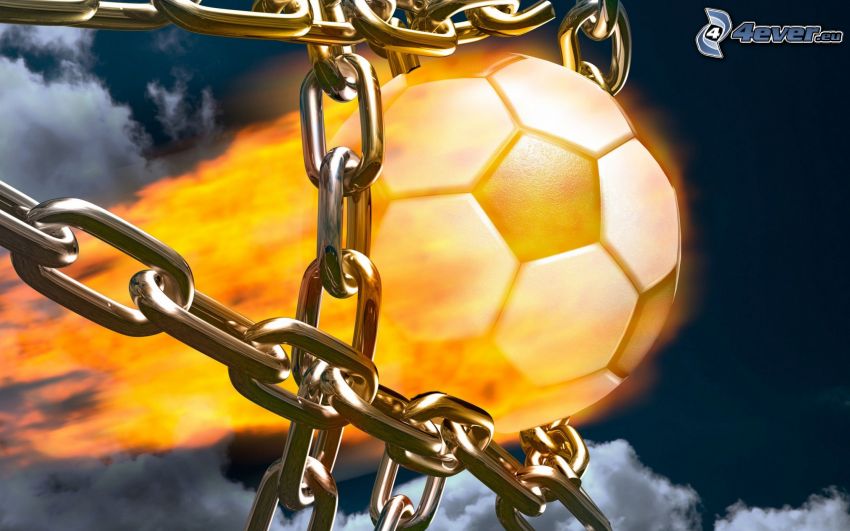 burning soccer ball, chain