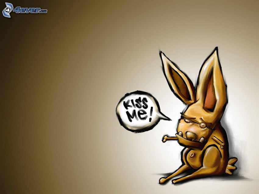 cartoon bunny, Kiss me!