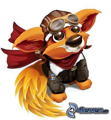 cartoon fox, aviator